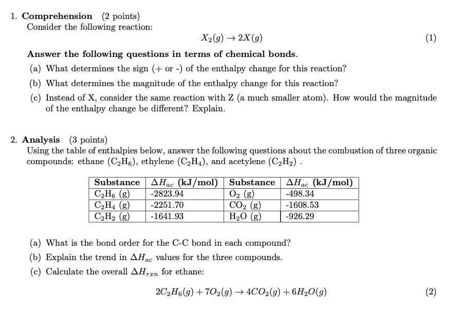 Sample assessment questions for CHEM 1340 SLO 3.2