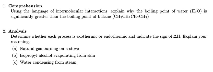 Sample assessment questions for CHEM 1340 SLO 4.2